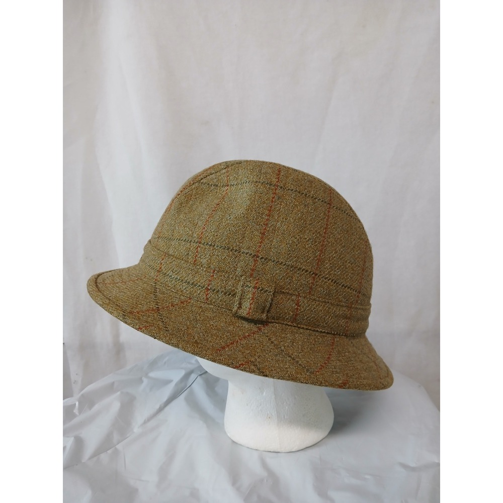 VTG 90s Christys' London Wool Tweed Windowpane Country Bucket Walking Hat